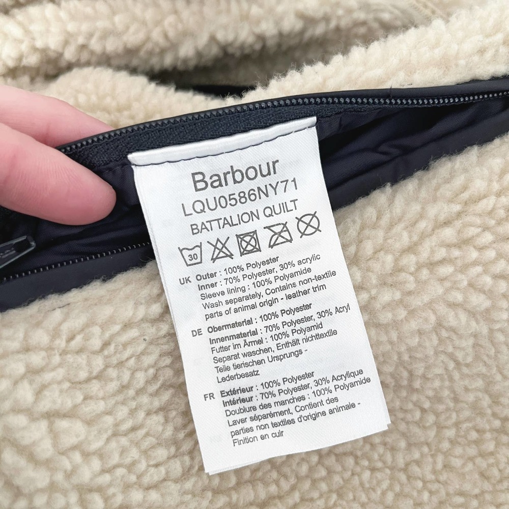 Barbour Navy Blue Quilted Battalion Sherpa Lined Moto Jacket Size M/8 - Picture 11 of 11